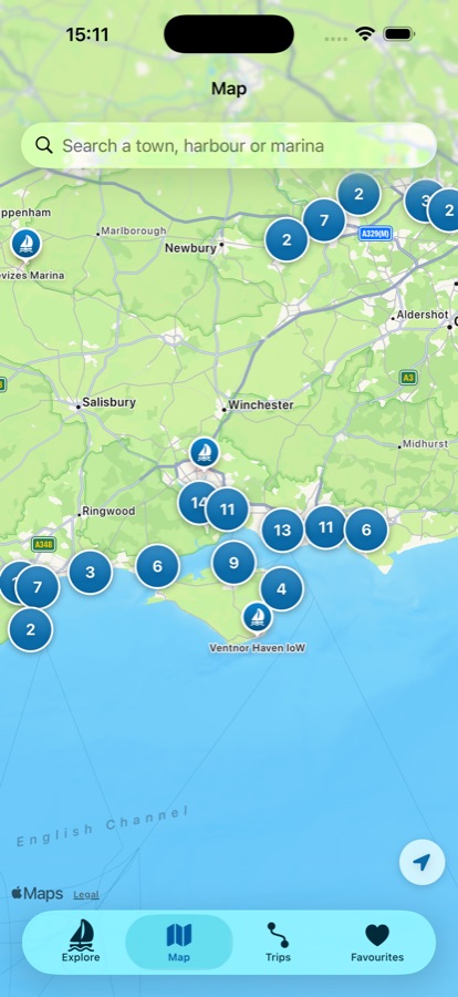 Marina map with search