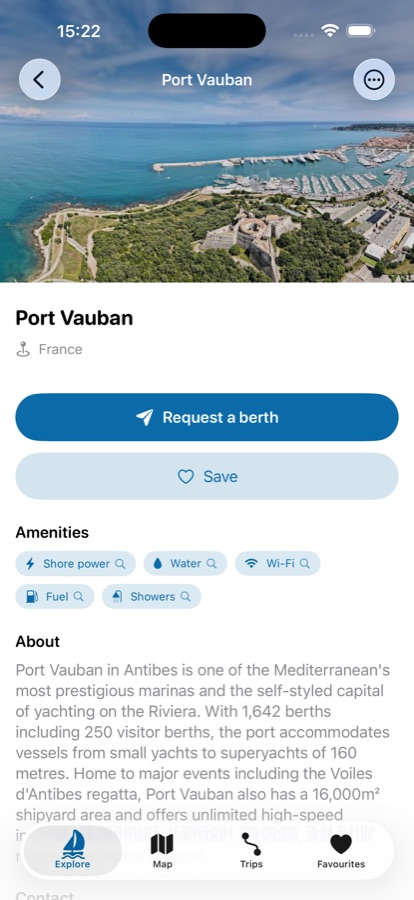 Port Vauban marina listing